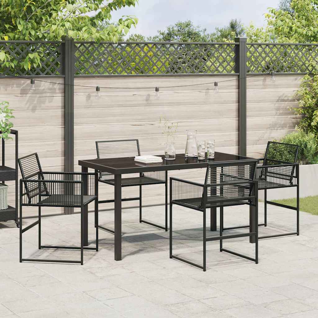 Garden Dining Set 5 pcs Black Powder-Coated Steel