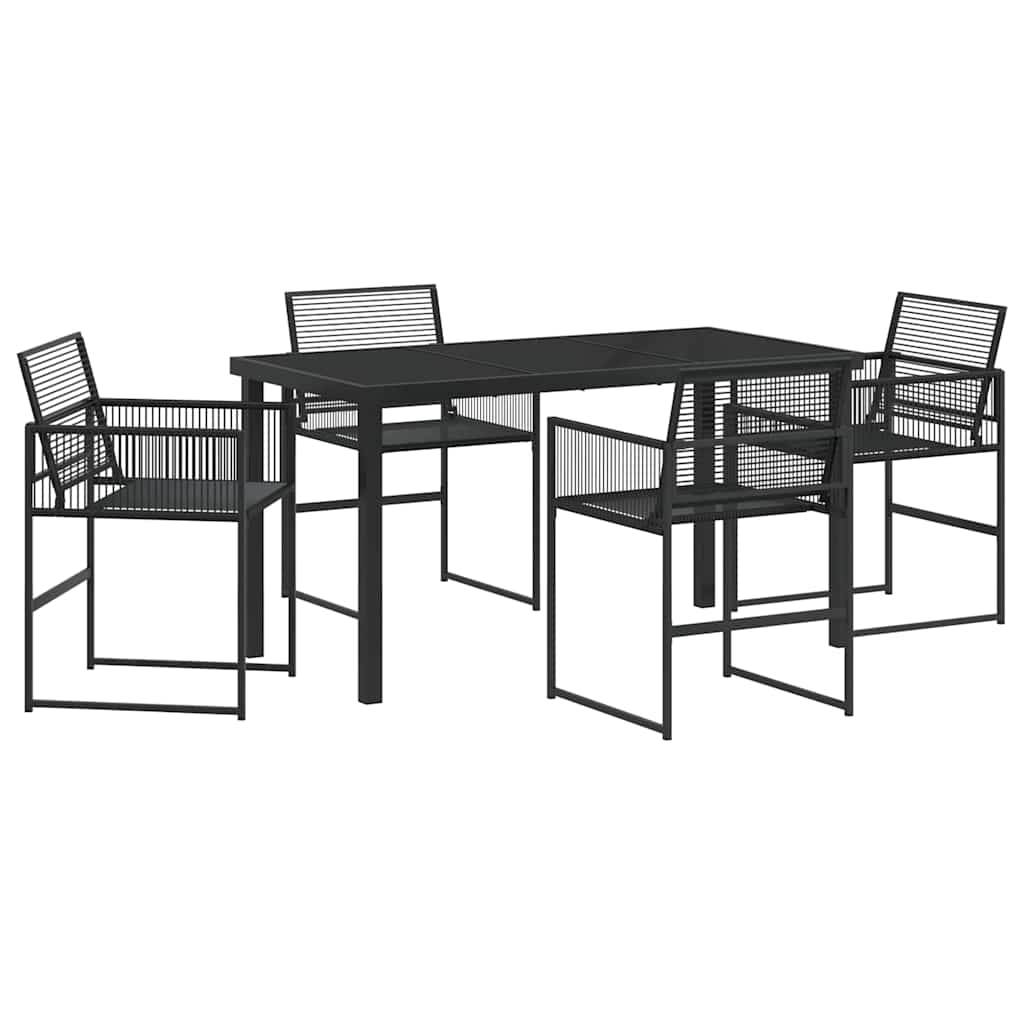 Garden Dining Set 5 pcs Black Powder-Coated Steel