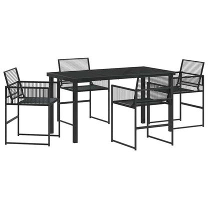 Garden Dining Set 5 pcs Black Powder-Coated Steel