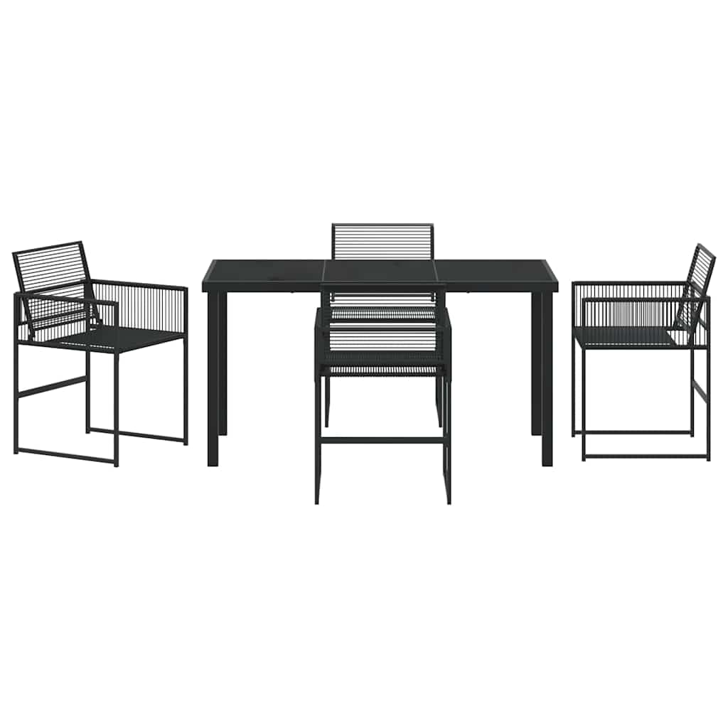 Garden Dining Set 5 pcs Black Powder-Coated Steel