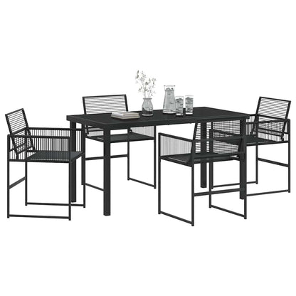 Garden Dining Set 5 pcs Black Powder-Coated Steel