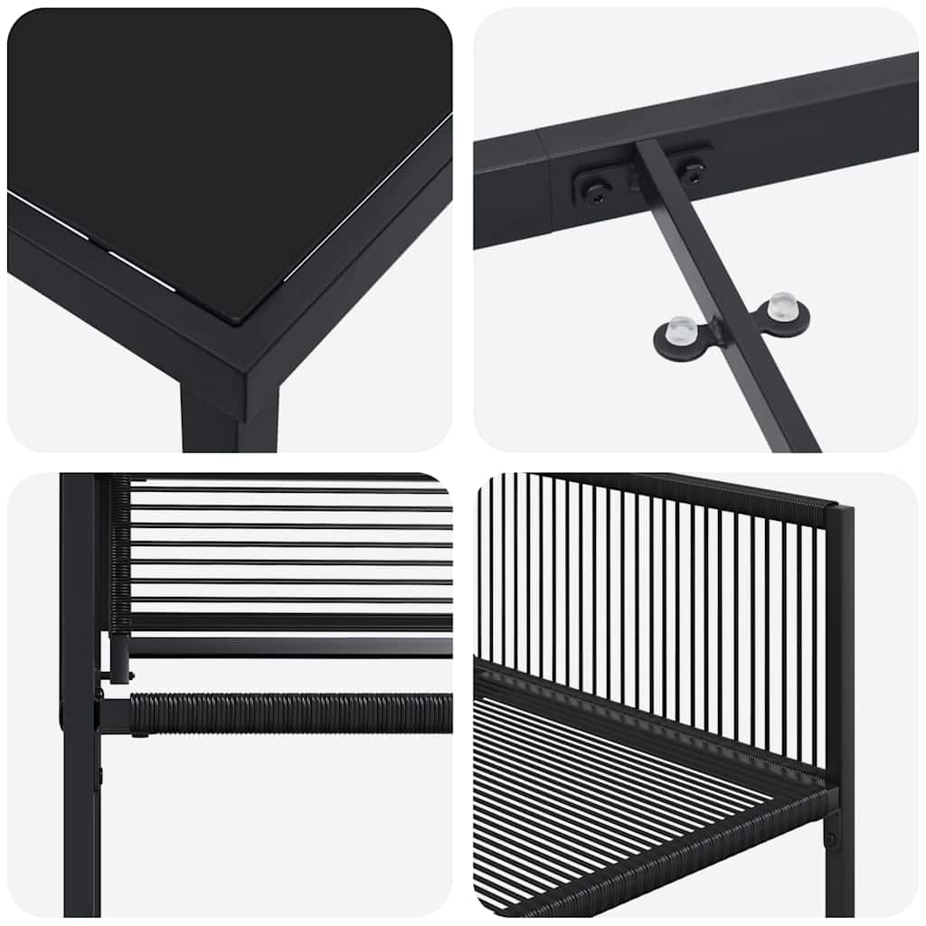 Garden Dining Set 9 pcs Black Poly Rattan