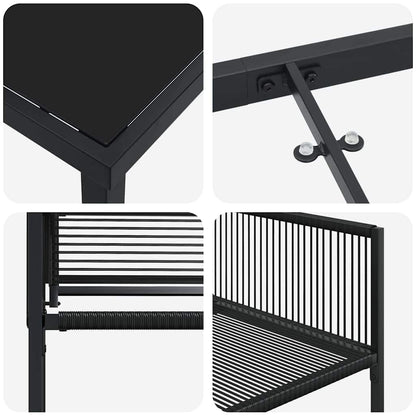 Garden Dining Set 9 pcs Black Poly Rattan