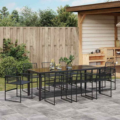 Garden Dining Set 9 pcs Black Poly Rattan