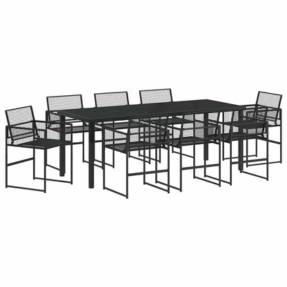 Garden Dining Set 9 pcs Black Poly Rattan
