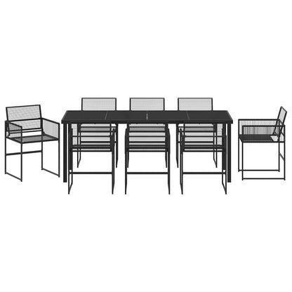 Garden Dining Set 9 pcs Black Poly Rattan