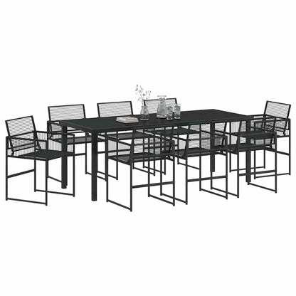 Garden Dining Set 9 pcs Black Poly Rattan