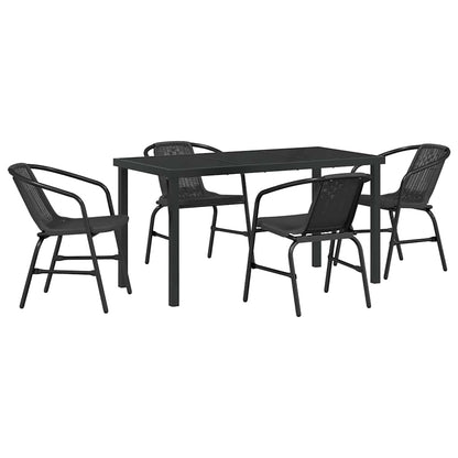 Garden Dining Set 5 pcs Black Powder-Coated Steel