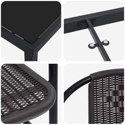 Garden Dining Set 7 pcs Black Powder-Coated Steel