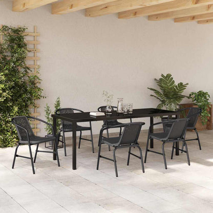 Garden Dining Set 7 pcs Black Powder-Coated Steel