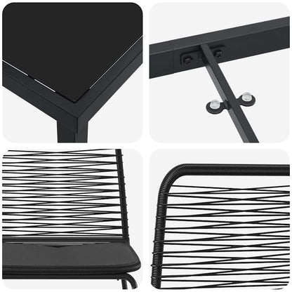 Garden Dining Set 7 pcs Black Powder-Coated Steel