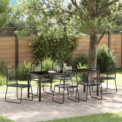 Garden Dining Set 7 pcs Black Powder-Coated Steel