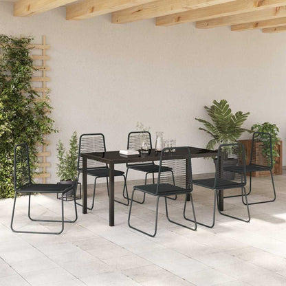Garden Dining Set 7 pcs Black Powder-Coated Steel