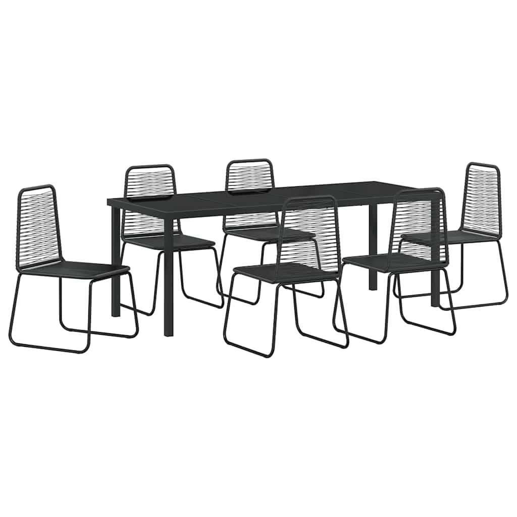 Garden Dining Set 7 pcs Black Powder-Coated Steel