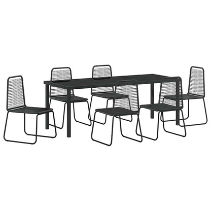 Garden Dining Set 7 pcs Black Powder-Coated Steel