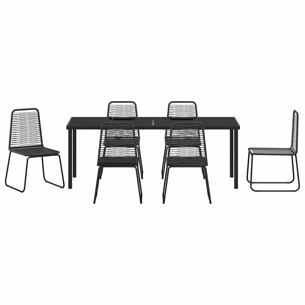 Garden Dining Set 7 pcs Black Powder-Coated Steel