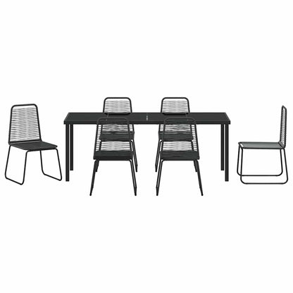 Garden Dining Set 7 pcs Black Powder-Coated Steel