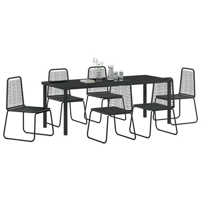 Garden Dining Set 7 pcs Black Powder-Coated Steel