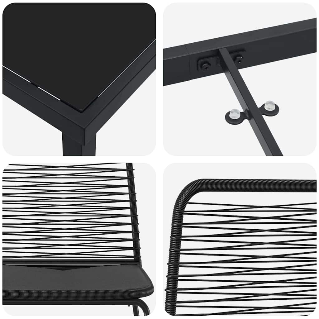 Garden Dining Set 9 pcs Black Powder-Coated Steel