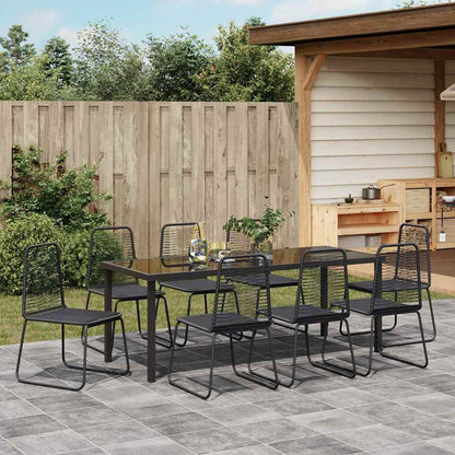 Garden Dining Set 9 pcs Black Powder-Coated Steel