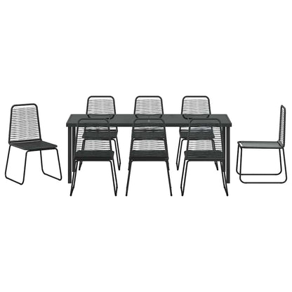 Garden Dining Set 9 pcs Black Powder-Coated Steel