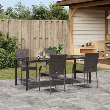 Garden Dining Set 5 pcs Brown Powder-Coated Steel