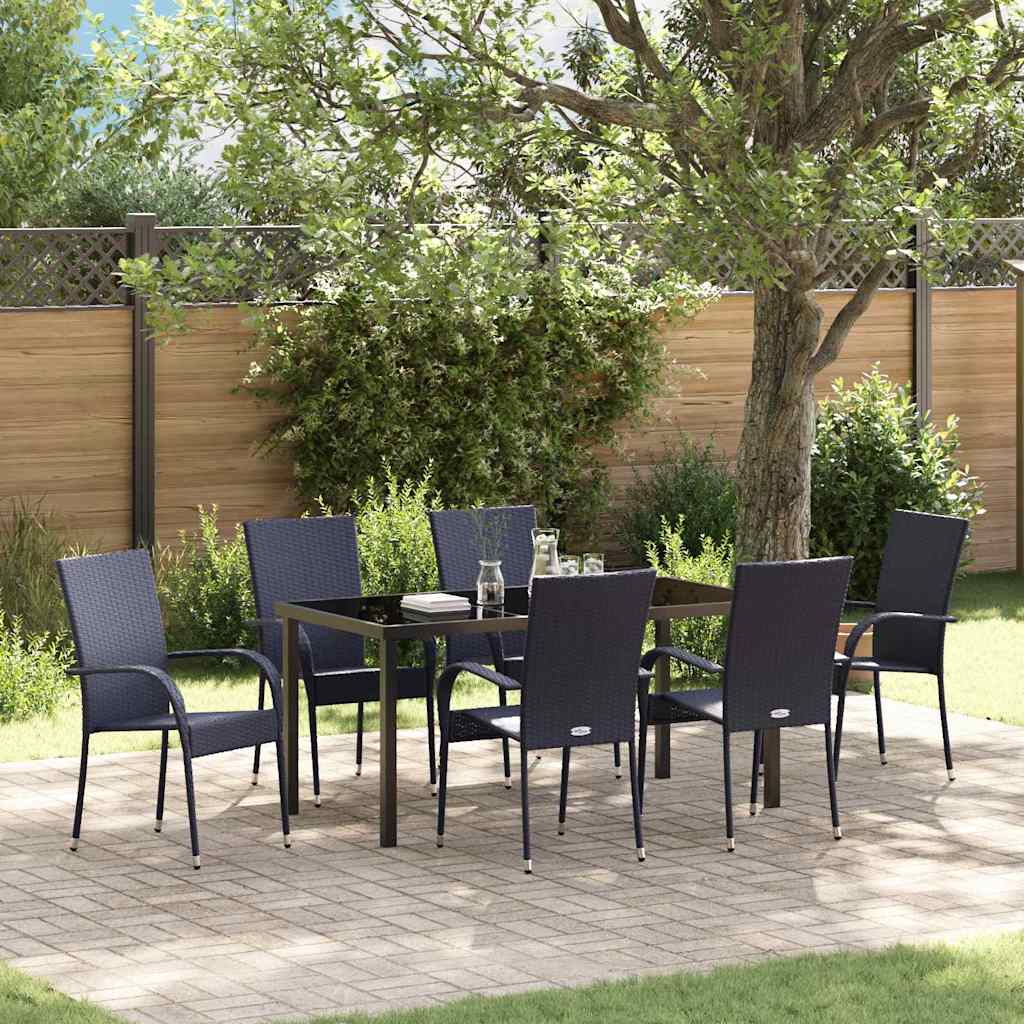 Garden Dining Set 7 pcs Black Powder-Coated Steel