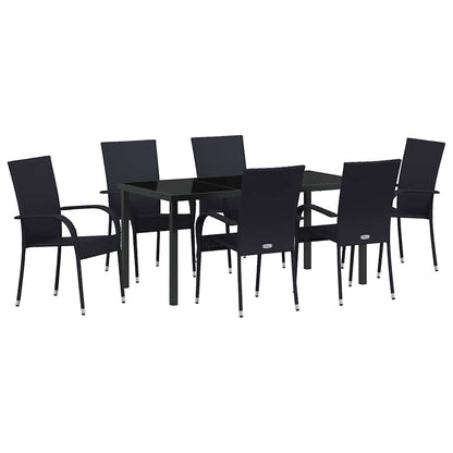 Garden Dining Set 7 pcs Black Powder-Coated Steel