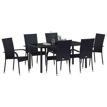Garden Dining Set 7 pcs Black Powder-Coated Steel