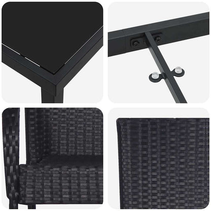 Garden Dining Set 7 pcs Black Powder-Coated Steel