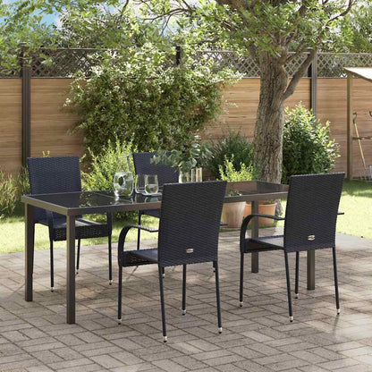 Garden Dining Set 5 pcs Black Powder-Coated Steel