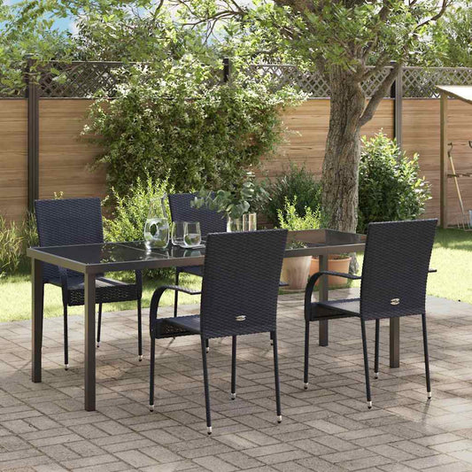 Garden Dining Set 5 pcs Black Powder-Coated Steel