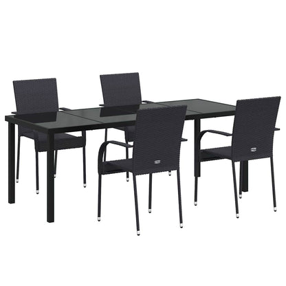 Garden Dining Set 5 pcs Black Powder-Coated Steel