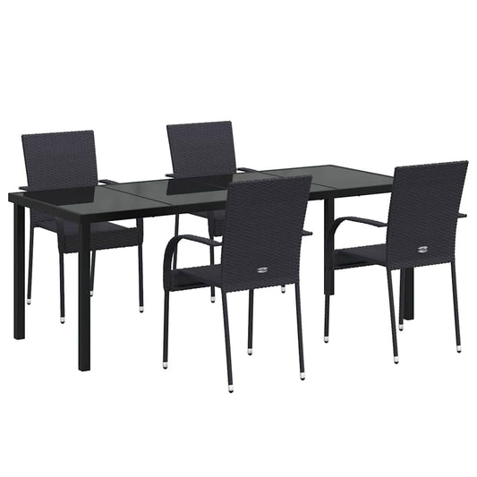 Garden Dining Set 5 pcs Black Powder-Coated Steel