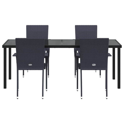 Garden Dining Set 5 pcs Black Powder-Coated Steel
