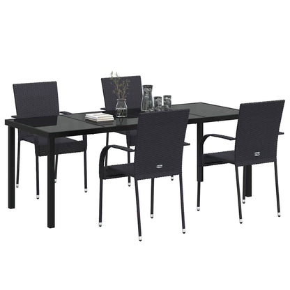 Garden Dining Set 5 pcs Black Powder-Coated Steel