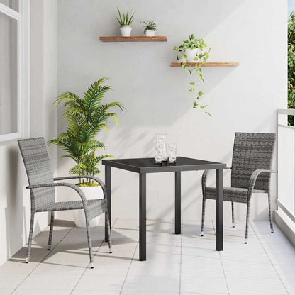 Garden Dining Set 3 pcs Grey Powder-Coated Steel