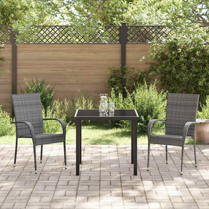 Garden Dining Set 3 pcs Grey Powder-Coated Steel
