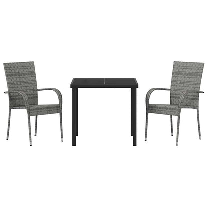 Garden Dining Set 3 pcs Grey Powder-Coated Steel