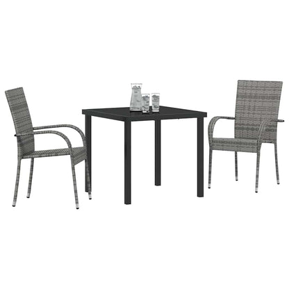 Garden Dining Set 3 pcs Grey Powder-Coated Steel