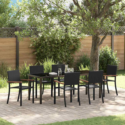 Garden Dining Set 7 pcs Black Powder-Coated Steel