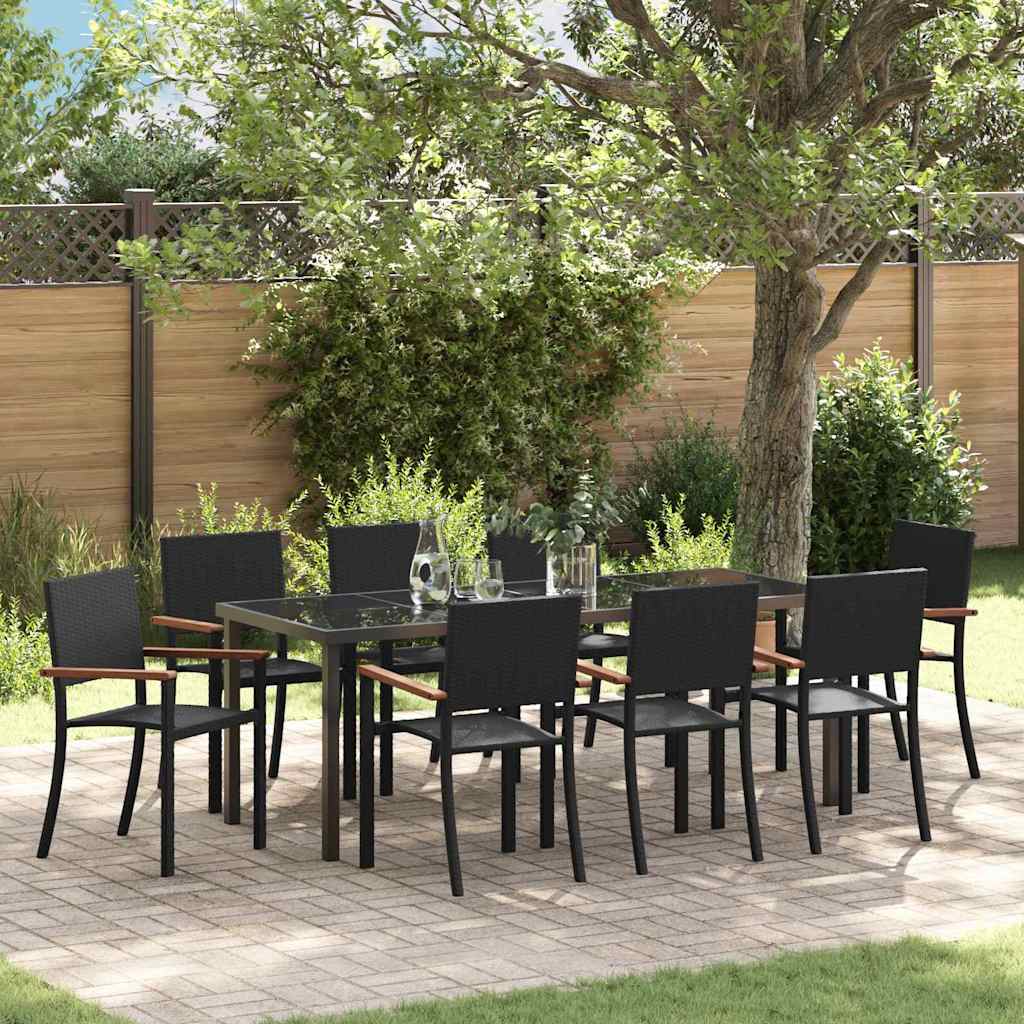 Garden Dining Set 9 pcs Black Powder-Coated Steel