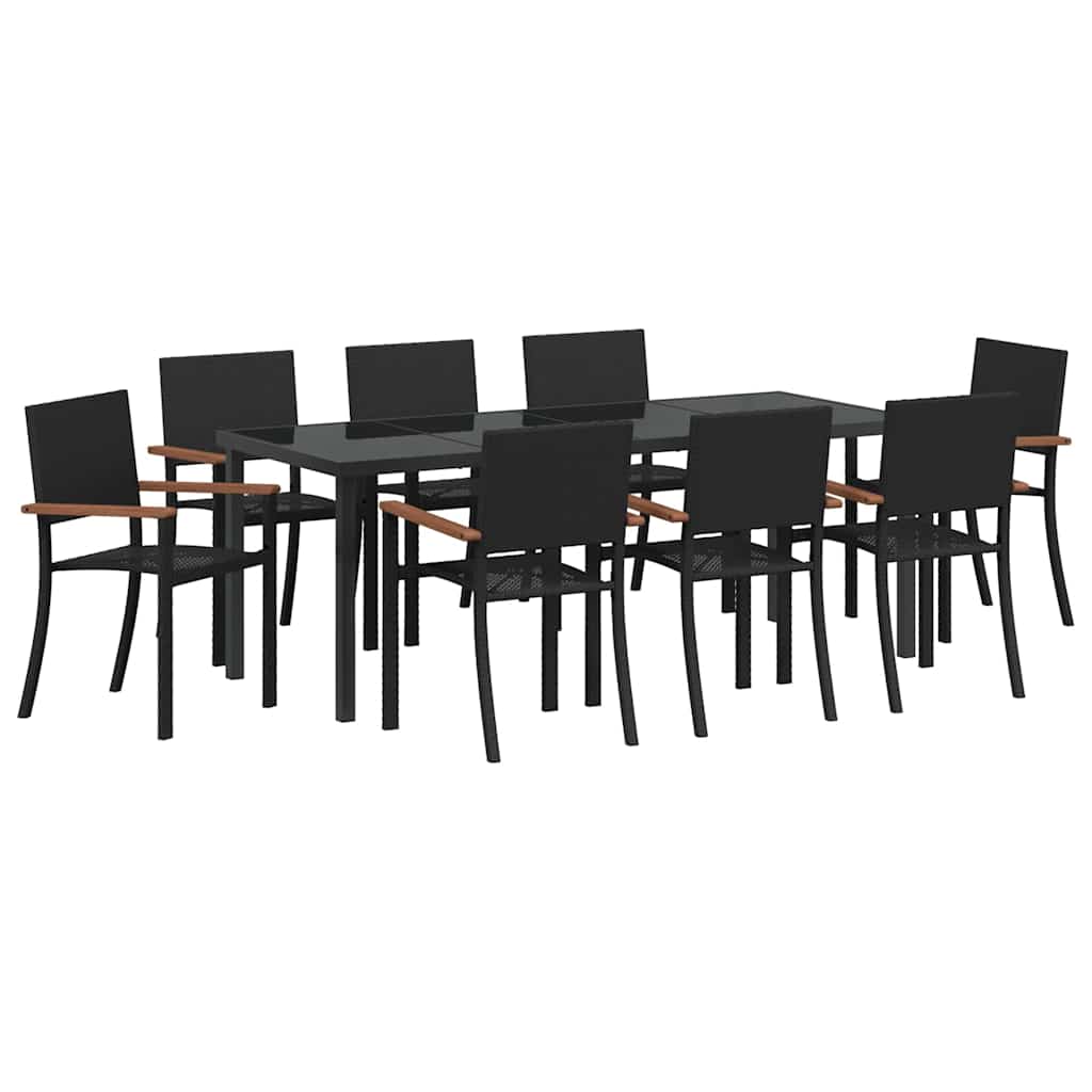 Garden Dining Set 9 pcs Black Powder-Coated Steel