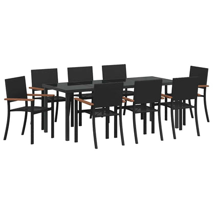 Garden Dining Set 9 pcs Black Powder-Coated Steel
