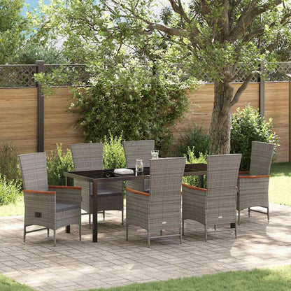 Garden Dining Set with Cushion 7 pcs Grey Poly Rattan