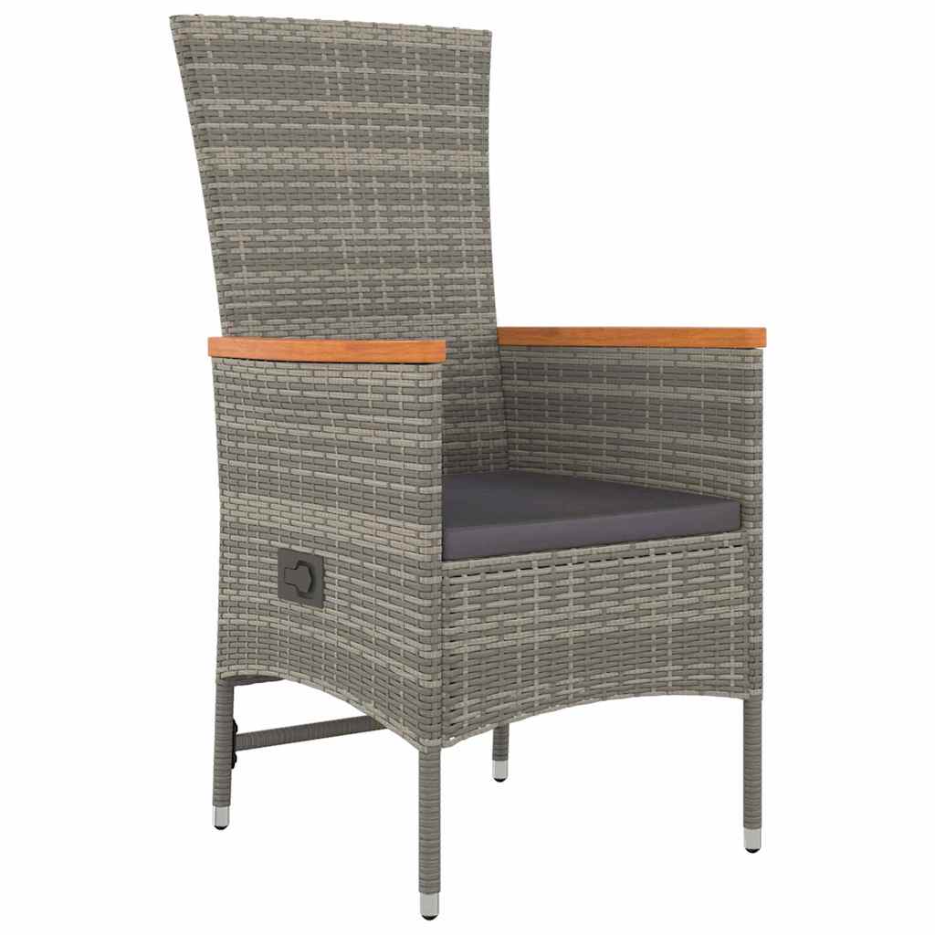 Garden Dining Set with Cushion 7 pcs Grey Poly Rattan