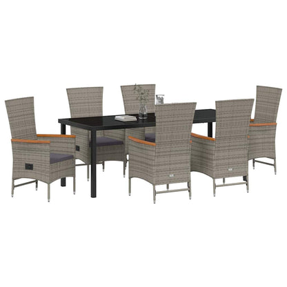 Garden Dining Set with Cushion 7 pcs Grey Poly Rattan