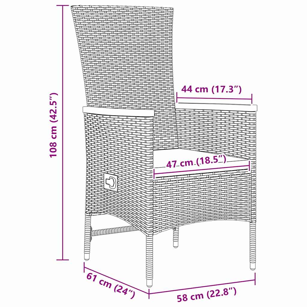Garden Dining Set with Cushion 7 pcs Grey Poly Rattan