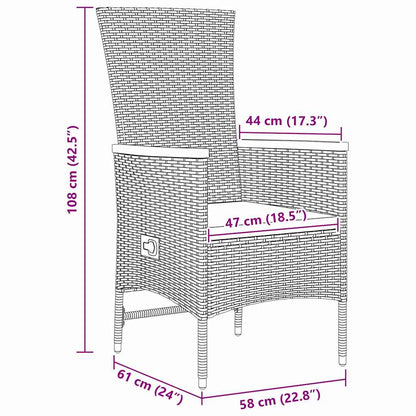 Garden Dining Set with Cushion 9 pcs Grey Poly Rattan