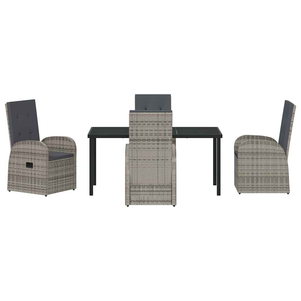 Garden Dining Set with Cushion 5 pcs Grey Poly Rattan